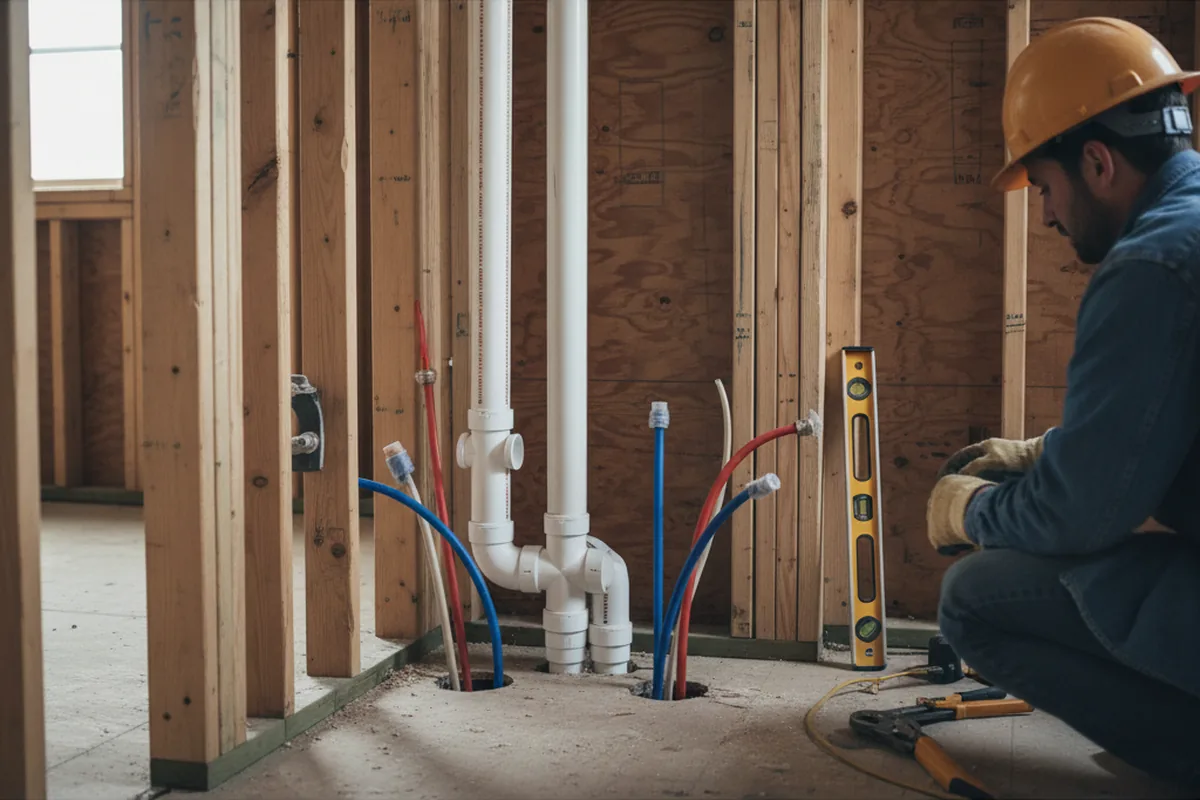 Drain and supply rough-in during Drain Cleaning in Ecorse