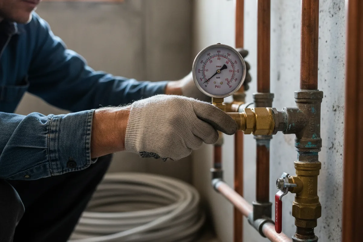 Pressure testing a repaired line during Water Line Repair in Ecorse